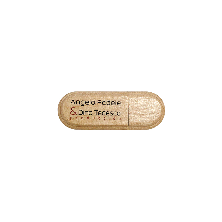 Custom logo Oval shaped wooden 64gb usb drive LWU893